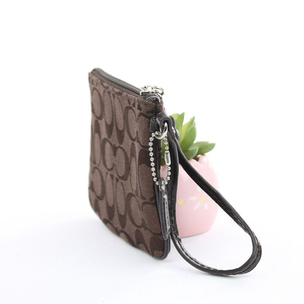 Coach Signature Stripe Canvas Wristlet - Picture 4 of 6